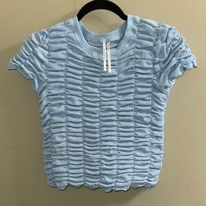 Textured Light Blue Women's Short Sleeve Top